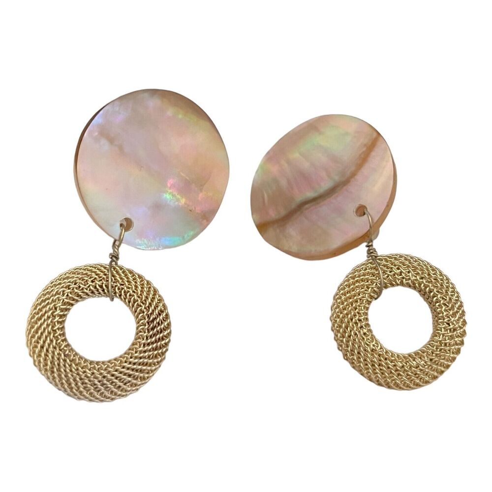 Vintage 1980s Clip On Earrings Shell Coastal Resort Gold Tone Dangle NOS - 3F - Picture 5 of 5